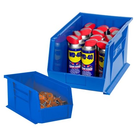 Bsc Preferred 10-7/8 x 4 1/8 x 4'' Blue Plastic Stack & Hang Bin Boxes, 12PK BUY00012530